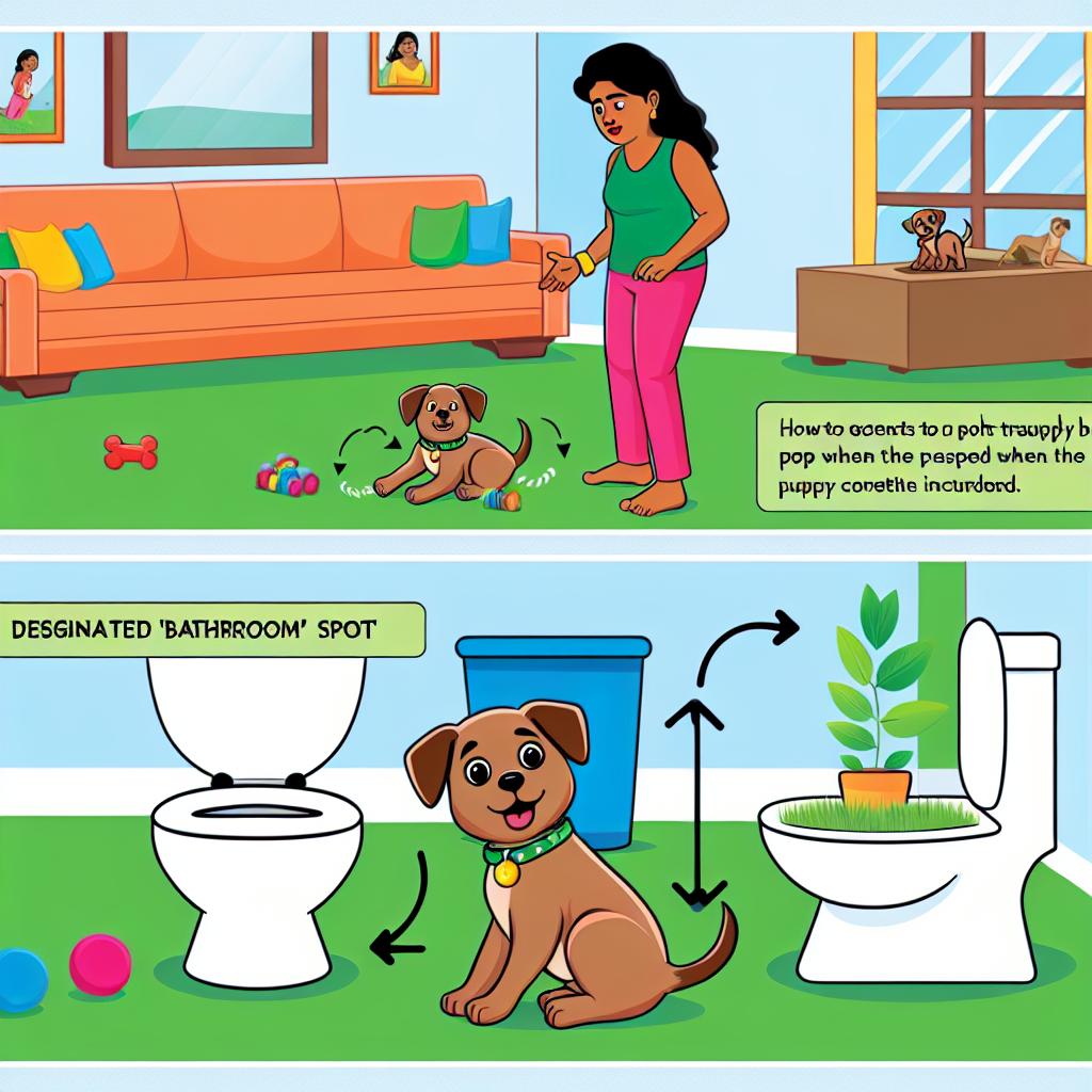 Puppy potty training illustrated guide steps.