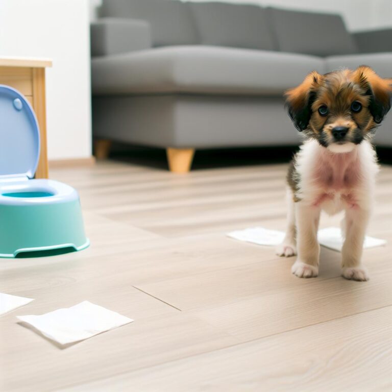 Puppy potty training with tiny toilet